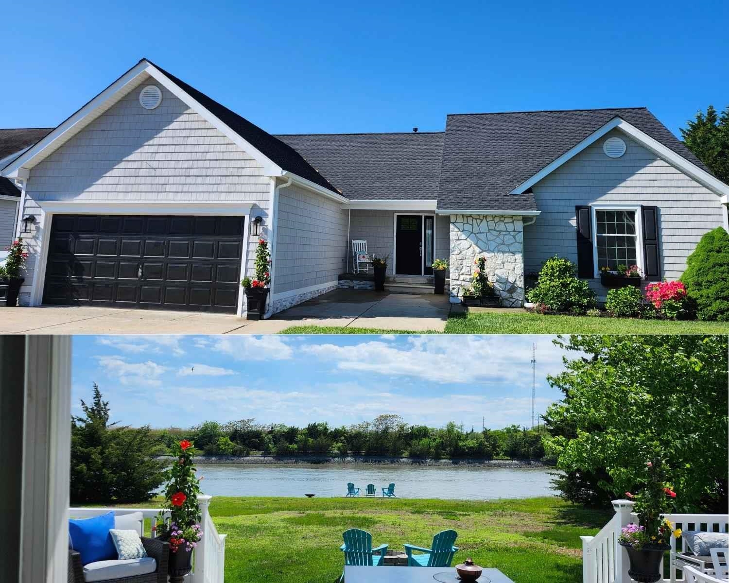 Step into the house and see the water! Watch the boats go by and watch the sun rise and fall over the water. The water view is priceless. Freshly painted and renovated near the Cape May Bridge. New Kitchen, New 2.5 new baths, New wide plank wood floors, cottage trim and new interior doors, new roof, new heat and air and hot water heater and appliances.  The primary suite has walk in closet and walk-in shower. Laundy room with half bath. The deck includes a hot tub and wide steps, so your view is not obstructed.  Primary on one side of the home and additional bedrooms are on the other side giving privacy.  Listing agent is the Seller. Home and pest inspections were done for informational purposes. 2/3 of the garage was converted by previous owner into bed/rec room with a new flooring, murphy bed and extra refrigerator. If you prefer a full garage, the wall can be easily taken down. The property is adjacent to Corp of Engineer land with renewing lease giving full access to the canal. Owner can maintain and use the land. A few pieces of furniture in the home and on the deck will remain. Be in my Memorial Day!