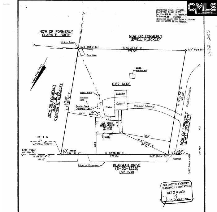 Snip of Lexington County Plat