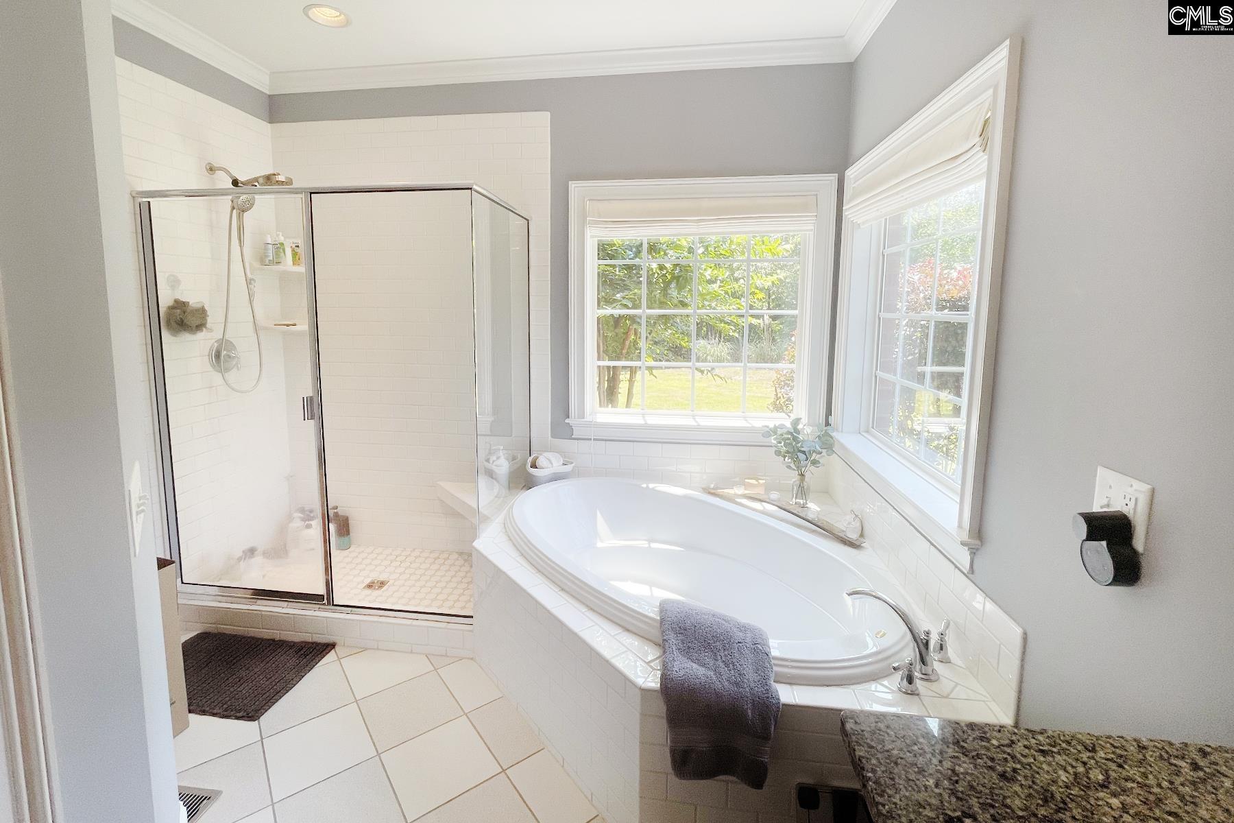 Soaking tub and stand up tile shower