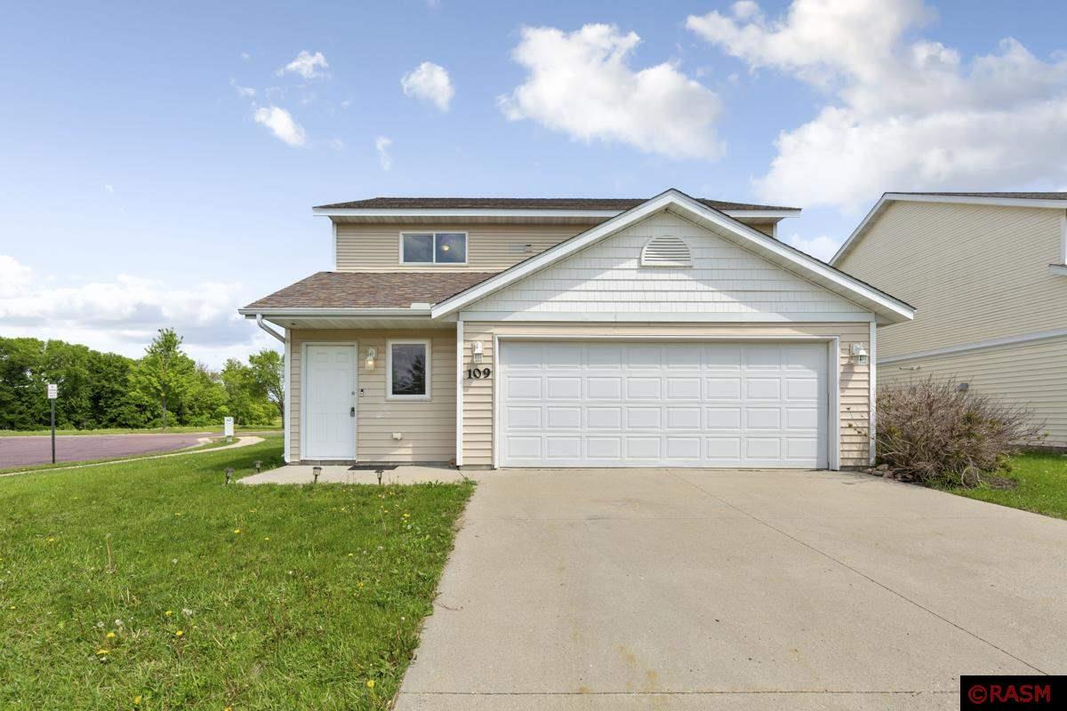 Welcome to 109 Jacob Dr situated on a large corner lot. Front entrance leads you to the combined living/kitchen and dining room with patio door off the kitchen/dining room leading to the backyard. Half bathroom off the kitchen. Second floor provides three bedrooms including a primary with full bath and very large walk-in closet. Additional full bathroom including laundry. Attached double insulated and heated garage with oversized shed.